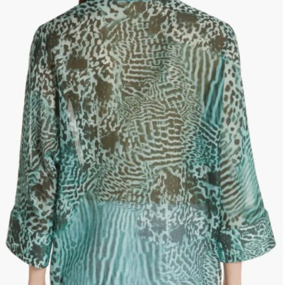 BNWOT Max Mara Prati Print Cotton & Silk Shirt - Size 14 US - Picture 6 of 12